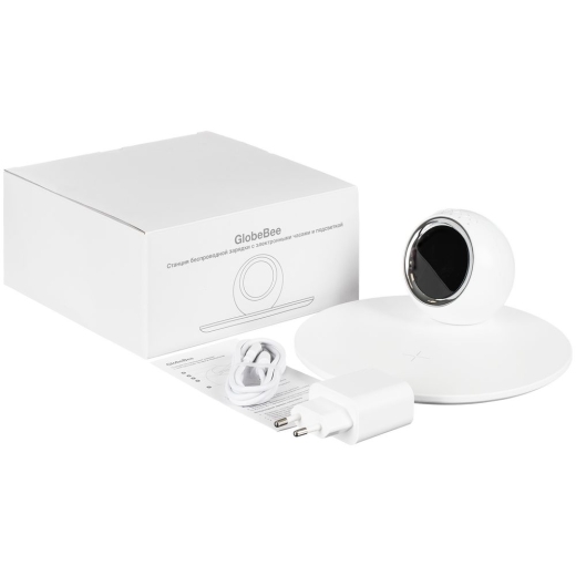 Изображение №8 | Станция беспроводной зарядки с часами и подсветкой GlobeBee, белая