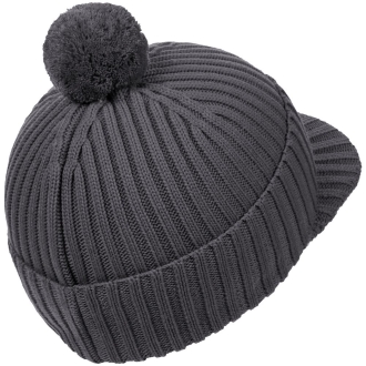 Изображение №3 | Вязаная шапка с козырьком Peaky, серая (антрацит)