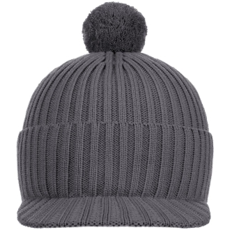 Изображение №4 | Вязаная шапка с козырьком Peaky, серая (антрацит)