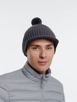 Изображение №6 | Вязаная шапка с козырьком Peaky, серая (антрацит)