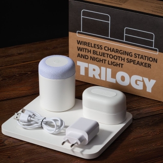 Изображение №15 | Станция беспроводной зарядки с колонкой и ночником Trilogy, белая