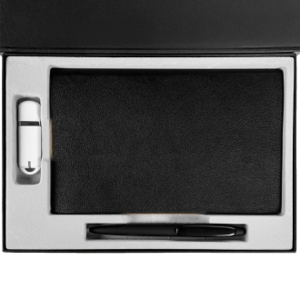 Изображение №4 | Коробка Silk с ложементом под ежедневник 13x21 см, флешку и ручку, ver. 2, черная