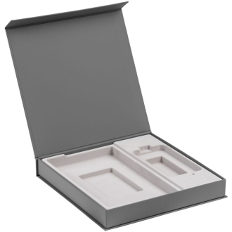 Изображение №1 | Коробка Modum с ложементом под ежедневник 13х21 см и аккумулятор, серая