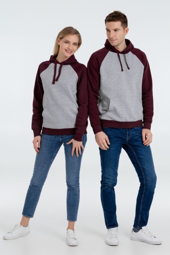 Изображение №8 | Толстовка унисекс Seattle серый меланж/бордовый, размер M