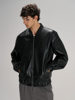 Изображение №1 | Бомбер из искусственной кожи Univer, черный, размер XS/S