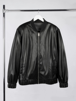 Изображение №2 | Бомбер из искусственной кожи Univer, черный, размер XS/S