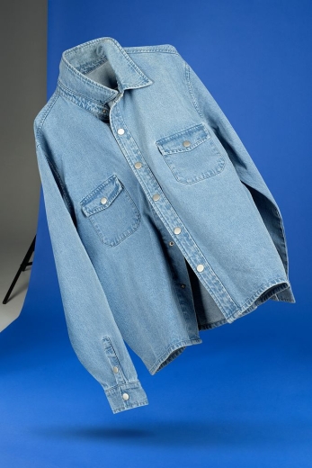 Изображение №12 | Куртка джинсовая O3, голубая, размер XS/S