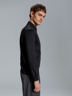 Изображение №8 | Рубашка поло мужская с длинным рукавом Terrazzo, черная, размер S/M