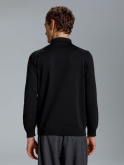 Изображение №9 | Рубашка поло мужская с длинным рукавом Terrazzo, черная, размер S/M