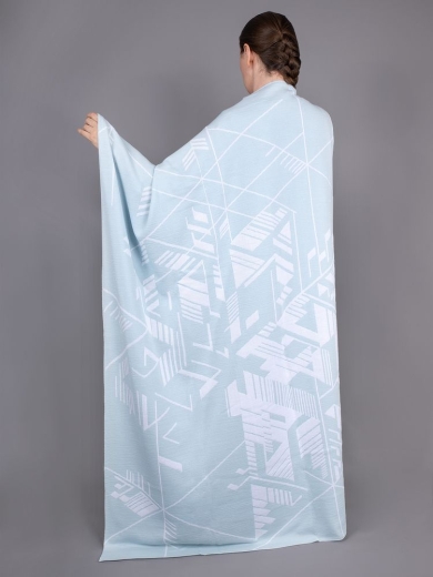 Изображение №1 | Плед Winterflake, бело-голубой с люрексом