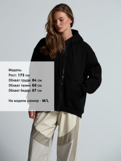 Изображение №6 | Толстовка унисекс оверсайз Zippy, черная, размер XS/S