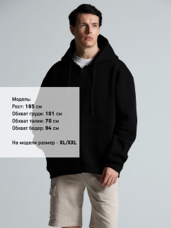 Изображение №11 | Толстовка унисекс оверсайз Zippy, черная, размер XS/S