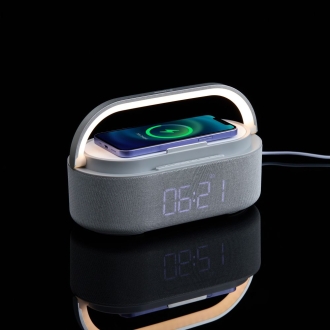 Изображение №8 | Колонка с часами и беспроводной зарядкой Veske ver.2, серая