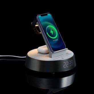 Изображение №11 | Bluetooth-колонка с беспроводной зарядкой и часами netEnergy, серая