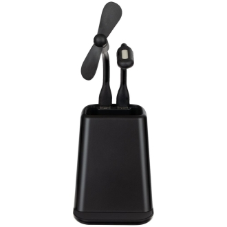 Изображение №4 | Настольный органайзер с зарядкой, лампой, вентилятором и подсветкой логотипа powerTower, черный