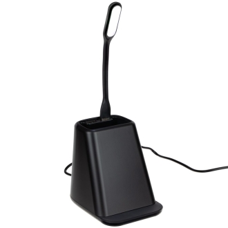 Изображение №5 | Настольный органайзер с зарядкой, лампой, вентилятором и подсветкой логотипа powerTower, черный