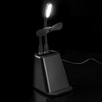 Изображение №9 | Настольный органайзер с зарядкой, лампой, вентилятором и подсветкой логотипа powerTower, черный