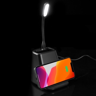 Изображение №10 | Настольный органайзер с зарядкой, лампой, вентилятором и подсветкой логотипа powerTower, черный