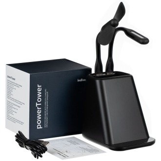 Изображение №12 | Настольный органайзер с зарядкой, лампой, вентилятором и подсветкой логотипа powerTower, черный