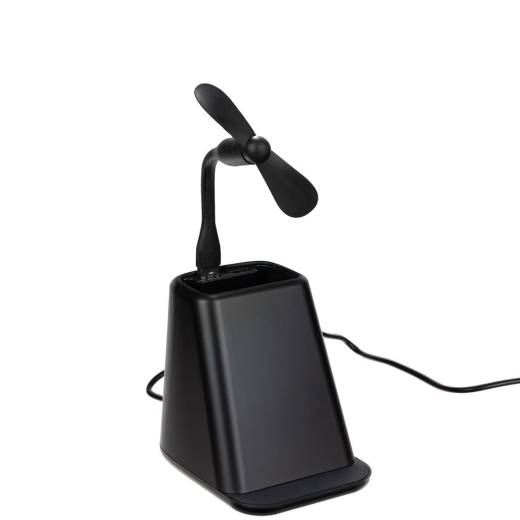 Изображение №6 | Настольный органайзер с зарядкой, лампой, вентилятором и подсветкой логотипа powerTower, черный