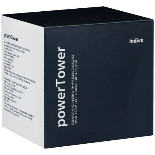 Изображение №13 | Настольный органайзер с зарядкой, лампой, вентилятором и подсветкой логотипа powerTower, черный