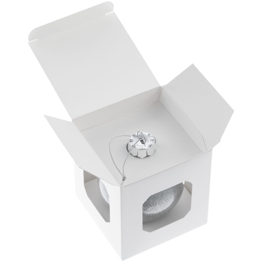 Изображение №3 | Елочный шар Finery Shine, 8 см, глянцевый серебристый с глиттером