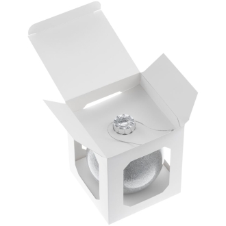 Изображение №4 | Елочный шар Finery Shine, 10 см, глянцевый серебристый с глиттером