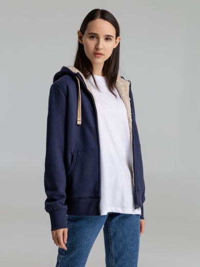 Изображение №7 | Толстовка унисекс на молнии Sherpa 280 темно-синяя, размер XXS