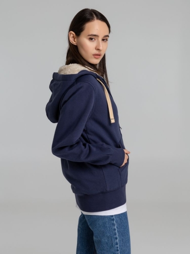 Изображение №8 | Толстовка унисекс на молнии Sherpa 280 темно-синяя, размер XXS