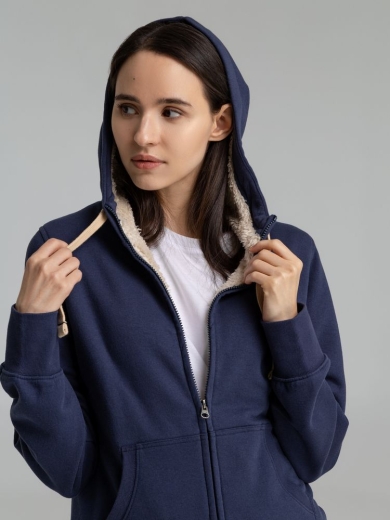 Изображение №10 | Толстовка унисекс на молнии Sherpa 280 темно-синяя, размер XXS