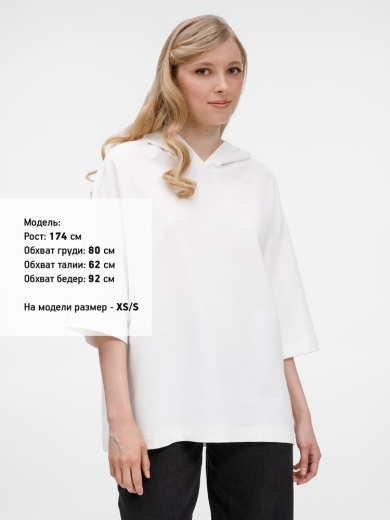 Изображение №9 | Футболка оверсайз унисекс с капюшоном Neofit, молочно-белая, размер XS/S