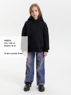 Изображение №5 | Худи детское оверсайз Junipero, черное, 6 лет