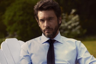 Изображение №2 | Рубашка мужская в полоску Reno, серая, размер S