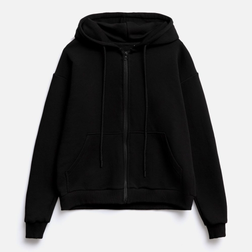 Изображение №2 | Толстовка унисекс оверсайз на молнии Zippy Terry, черная, размер XS/S