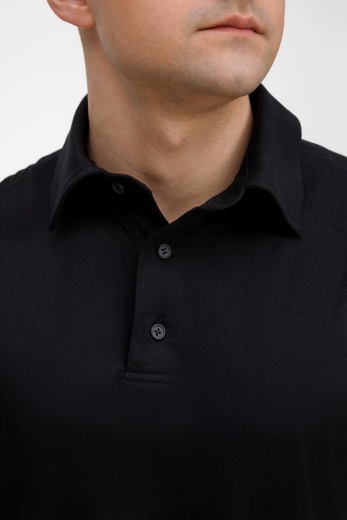 Изображение №6 | Рубашка поло унисекс Senti, черная, размер S