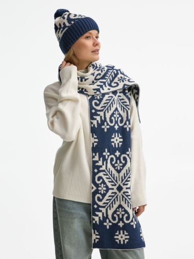 Изображение №7 | Шарф Wintertude L, синий с белым