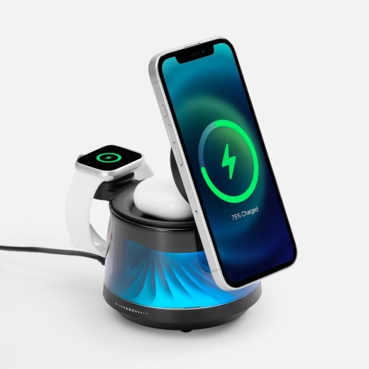 Изображение №1 | Bluetooth-колонка с подсветкой и беспроводной зарядкой Quantium, черная