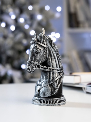 Изображение №4 | Свеча фигурная «Бюст лошади», серебристая