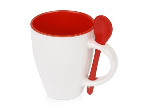 Изображение №1 | Кружка с ложкой «Авеленго» (белый/красный)