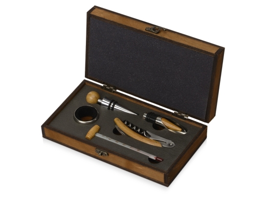 Изображение №1 | Подарочный набор для вина «Кот-де-Сезан» (светло-коричневый/серебристый)