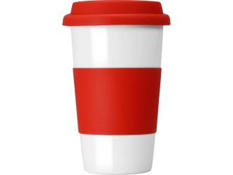 Изображение №3 | Кружка «Нью-Йорк» с силиконовой крышкой и манжетой (красный/белый)