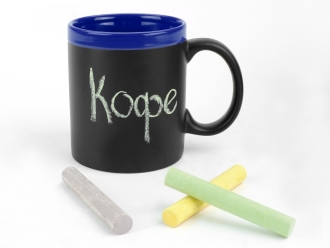 Изображение №2 | Кружка с покрытием для рисования мелом «Да Винчи» (черный/синий)