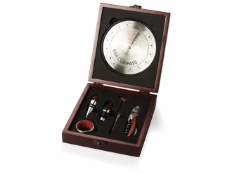 Изображение №1 | Подарочный набор для вина «Onorio» (коричневый, серебристый, красное дерево)