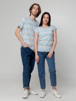 Изображение №9 | Футболка мужская RAYET двусторонняя, голубой/зеленый, размер S