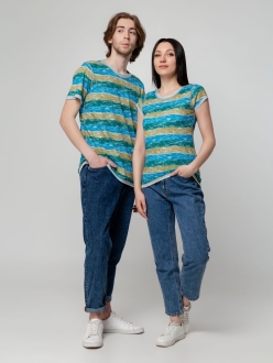 Изображение №12 | Футболка мужская RAYET двусторонняя, голубой/зеленый, размер S