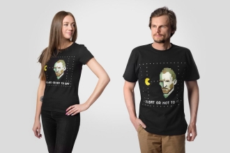 Изображение №7 | Футболка мужская «Ван-Пакман», черная, размер S