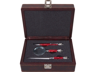 Изображение №2 | Набор «Принц Уэльский»: ручка, лупа, нож для бумаг (красный перламутр)