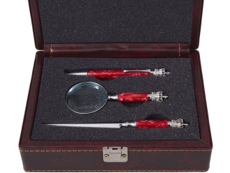 Изображение №3 | Набор «Принц Уэльский»: ручка, лупа, нож для бумаг (красный перламутр)