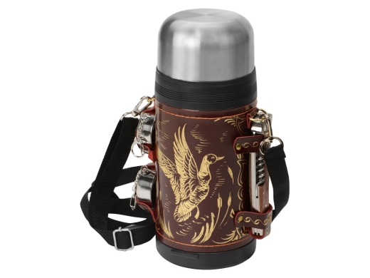 Изображение №1 | Термос в кожаном чехле (бордовый)