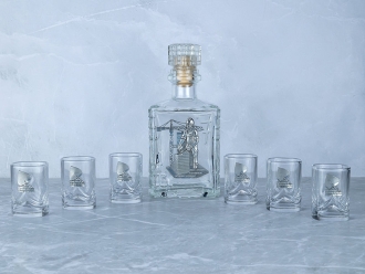 Изображение №1 | Набор со штофом «Строительный» (прозрачный/серебристый)